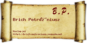 Brich Petróniusz névjegykártya